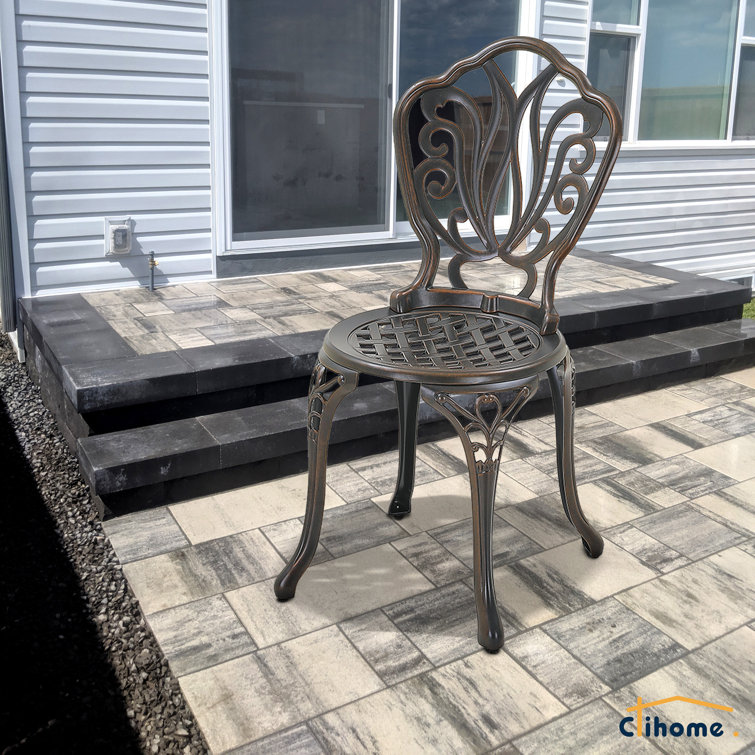 clihome Outdoor Cast Aluminum Bistro Chair Set Of 2 Wayfair Canada